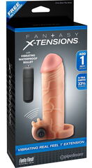 Телесная вибронасадка с кольцом  Vibrating Real Feel 1 Extension - 14 см. - 