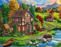 Рыжий Кот/Творчество/Картина//Палитра. Холст с краск.40х50 см по номер. в пленке (24цв.) Чаепитие за интересной книгой./Х-1030