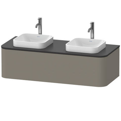 Duravit Happy D.2 Plus Столешница 16x1300x550мм для тумбы # HP4943 с вырезами под 2 раковины, цвет: graphite supermatt HP032KB8080