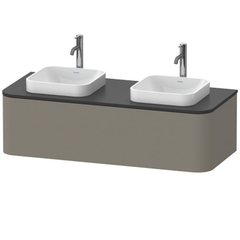 Duravit Happy D.2 Plus Столешница 16x1300x550мм для тумбы # HP4943 с вырезами под 2 раковины, цвет: graphite supermatt HP032KB8080 фото