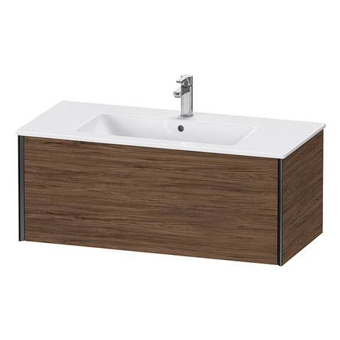 Duravit XViu Тумба подвесная 400x1010x480мм, для раковины #233610, 1 ящик, цвет: walnut dark/черный матовый XV40270B221