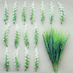 Лаванда белая, искусственные цветы из высококачественного пластика, 34 см., набор 2 букета.