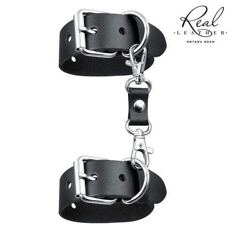 Черные кожаные наручники на застежках - Bior toys NOTABU REAL LEATHER NTB-80698