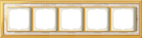Рамка на 5 постов. Цвет Латунь полированная, белая роспись. ABB(АББ). Dynasty(Династия). 1754-0-4574