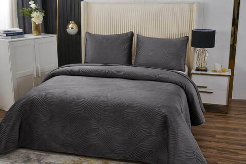 Покрывало 240х260 и 2 наволочки 50x70 Sofi De MarkO Жизель антрацит