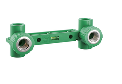 Комплект проходных прямых водорозеток на монтажной планке c уровнем RIIFO Alba PP-R/латунь 25-1/2"ВР-25 150 мм зелёный