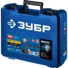 ЗУБР Т7, 20 В, 280 Н·м, 2 АКБ (4 А·ч), бесщеточный гайковерт, кейс, Профессионал (GB-250-42)