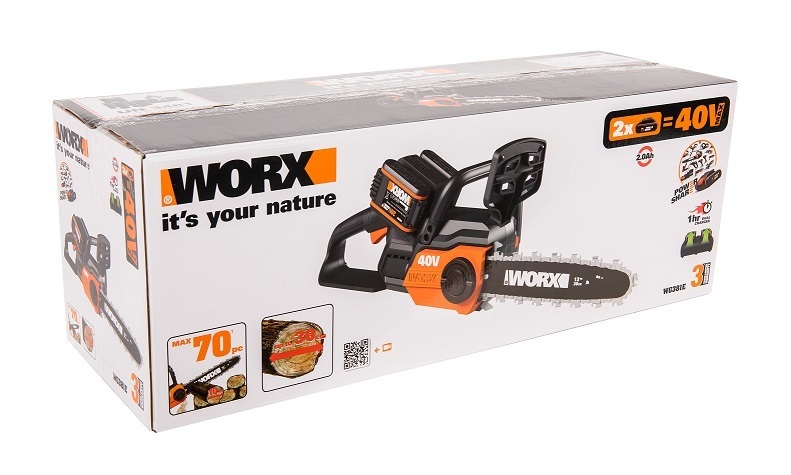 Цепная пила аккумуляторная WORX WG381E.9, 40В, 30 см, без АКБ и ЗУ