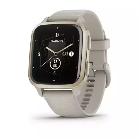 Garmin Venu Sq 2 – Music Edition Cream Gold Aluminum Bezel with French Gray Case and Silicone Band