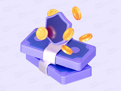 Безопасность платежей: деньги 3D и щит — PNG