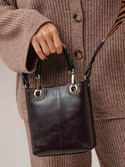 Сумка кожаная кросс-боди Deboro 30347 шоколад/фиджи