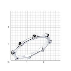 Тонкое кольцо дорожка из серебра 925 пробы с черными фианитами