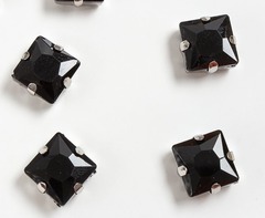 Стразы пришивные стекло в оправе, ш. 12 мм, черный