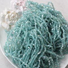 Хрусталь (стекло) граненный, аквамариново-мятный 4*3 мм, 1 нить, С031