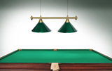 Лампа STARTBILLIARDS 2 пл. (плафоны зеленые,штанга золотая,фурнитура золото) фото №1
