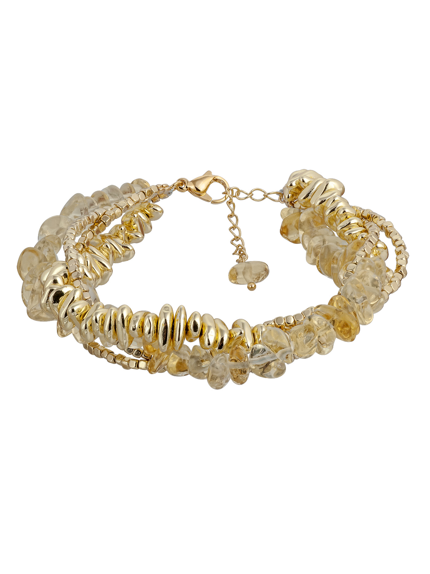 Желтый браслет с цитрином и гематитом