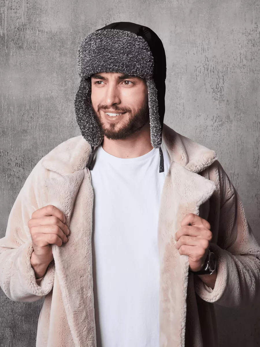 Шапка ушанка меховая теплая с флисом