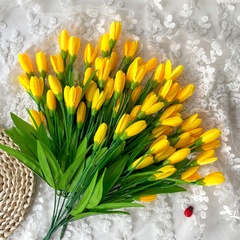 Крокусы-подснежники искусственные, Темно-желтые, набор 3 букета, 33 см, больше 60 бутонов в наборе