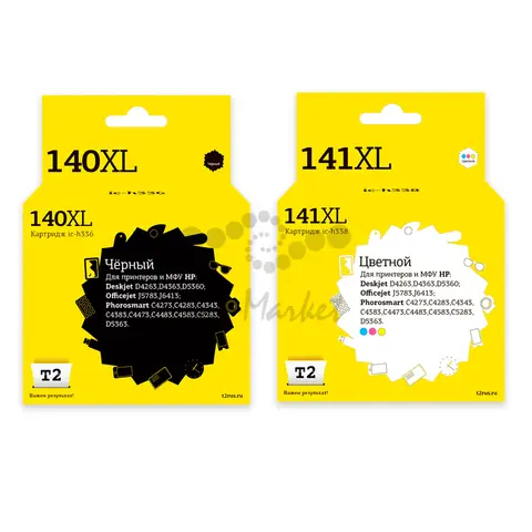 Комплект картриджей T2 IC-H140XL/141XL_MP для HP №140XL + №141XL: IC-H336 черный + IC-H338 цветной