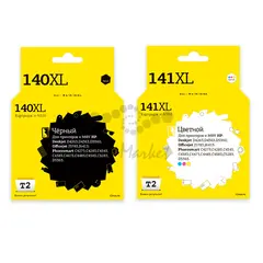 Комплект картриджей T2 IC-H140XL/141XL_MP для HP №140XL + №141XL: IC-H336 черный + IC-H338 цветной