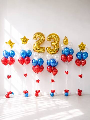 Сет гелиевых шаров 23 февраля Триколор