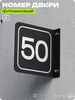 Табличка флажковая с номером 50 на дверь квартиры, для офиса, кабинета, аудитории, склада, черная двустороняя 19х19 см, Айдентика Технолоджи