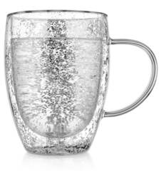 Кружка с двойными стенками с конфетти внутри 350 мл, стеклянная New-York Glaffe