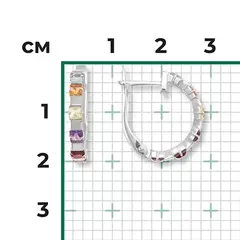 Серьги  ИЗ БЕЛОГО ЗОЛОТА С ТОПАЗОМ, АМЕТИСТОМ, ГРАНАТОМ, ХРИЗОЛИТОМ И ЦИТРИНОМ