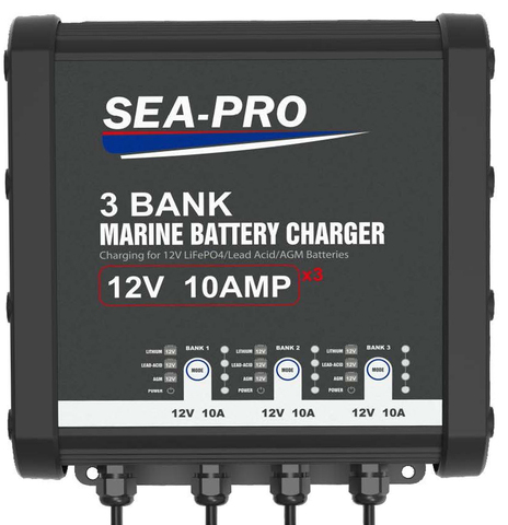 Зарядное устройство Sea-Pro (3х12В AGM, LEAD-ACID, LiFePo4 - нижний выход)