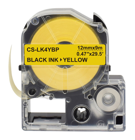 Картридж ленточный Cactus CS-LK4YBP черный для Epson LW300, LW400, LW700, LW600P, LW1000P, K400, Z700, Z900