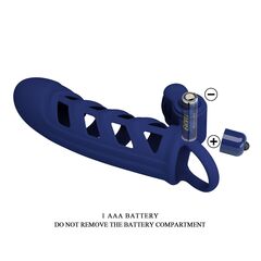 Синяя насадка на пенис Powerful Ring - 18,8 см. - 