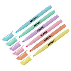 Набор тексовыделителей KORES HIGH LINER PASTEL 6цв 1-4 мм скош нак 36246