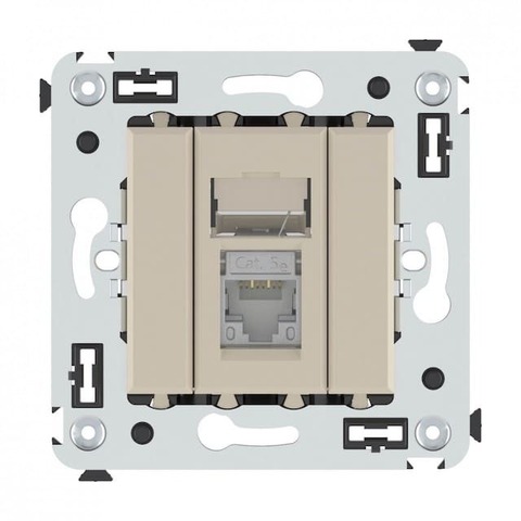 Розетка компьютерная RJ-45 категория 5е - 2 модуля. Цвет Ванильная дымка. DKC серия Avanti. 4405363