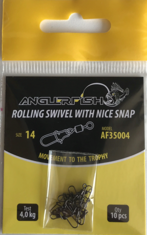 Anglerfish Rolling swivel with nice snap #14 Вертлюжок с застежкой (продажа от 5 шт)