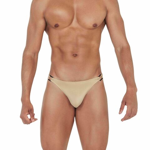 Золотистые мужские трусы-тонги с пряжками Flashing Thong - Clever Masculine Underwear 145502