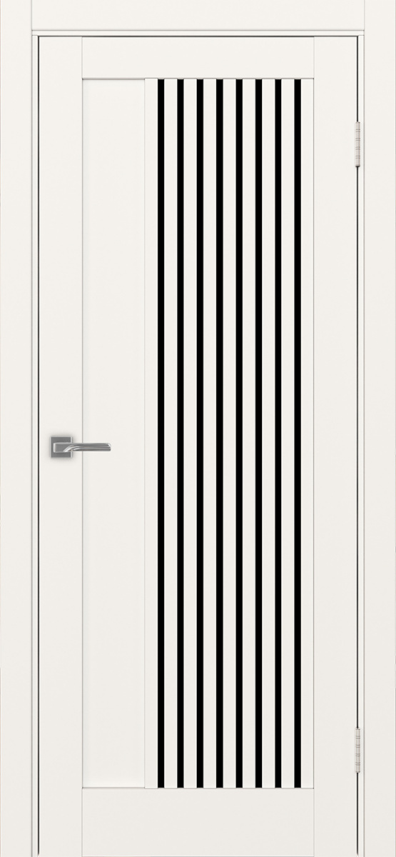 Дверь межкомнатная Оптима Порте Турин 544.12, цвет бежевый, экошпон, стекло лакобель черное