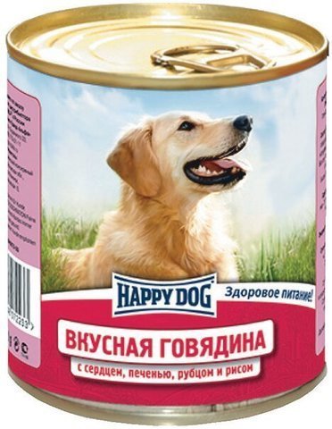купить Happy Dog NaturLine Говядина с сердцем, печенью, рубцом и рисом консервы (рубленый фарш) для взрослых собак 750 руб