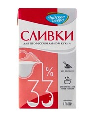 Сливки натуральные Чудское озеро 33% 1 литр.
