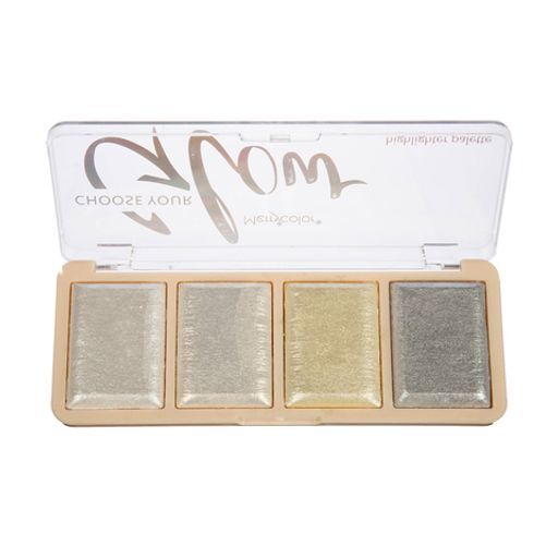 MC2025№01  Хайлайтер для лица и тела 4-цветный серебро CHOOSE YOUR GLOW HIGHLITER PALETTE