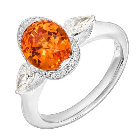 Кольцо со Спессартином и Бриллиантами, R0144-4/1