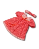 Платье хлопковое горох - Красный. Одежда для кукол, пупсов и мягких игрушек.