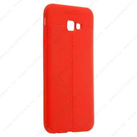 Накладка Carbon 360 силиконовая с кожаными вставками для Samsung Galaxy J4 Plus J415 2018 красный