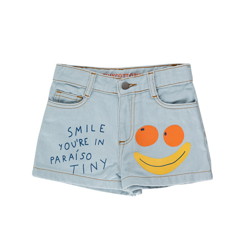 Джинсовые Шорты Tinycottons Smile Washed Blue