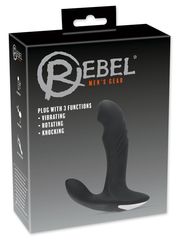 Черный вибромассажер простаты с функцией римминга Plug with Perineum Stimulator - 16,6 см. - 