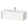 Duravit XViu Тумба подвесная 400x1210x480мм, для раковины #233612, 1 ящик, цвет: белый глянцевый/champagne matt XV40280B122