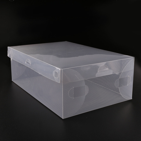30*18*10 см пластиковая прозрачная коробка для обуви до 42 размера с откидной крышкой