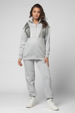 Утепленный спортивный костюм для беременных и кормящих 15182 св.серый /кожа серебро