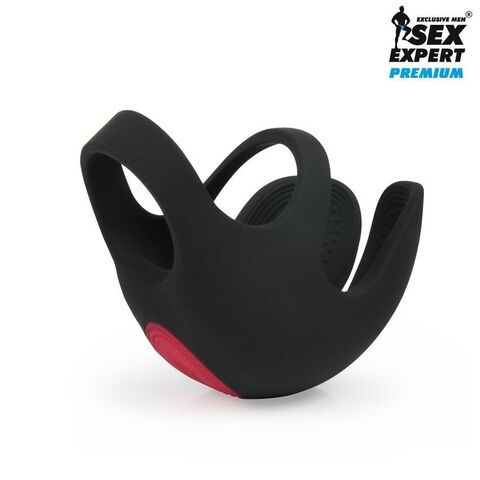Черная вибронасадка на пенис и мошонку Sex Expert - Sex Expert SEX EXPERT PREMIUM SEM-55231