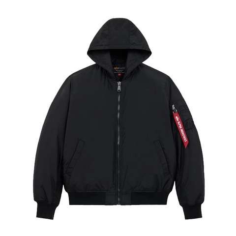 Бомбер Alpha Industries MA-1 Hooded Logo Oxford Black (Черный)