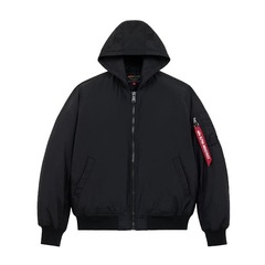 Бомбер Alpha Industries MA-1 Hooded Logo Oxford Black (Черный)